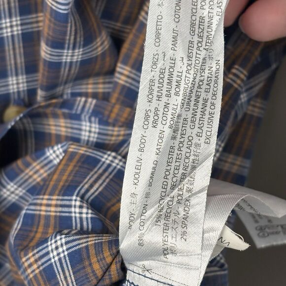 Ariat PRO Series button Front men's XL Shirt Plaid Blue Brown long sleeve Logo - Picture 9 of 10